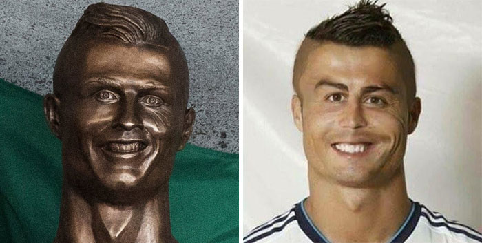 funny cristiano ronaldo statue fail