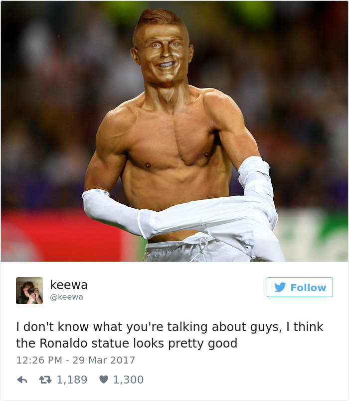 funny cristiano ronaldo statue fail