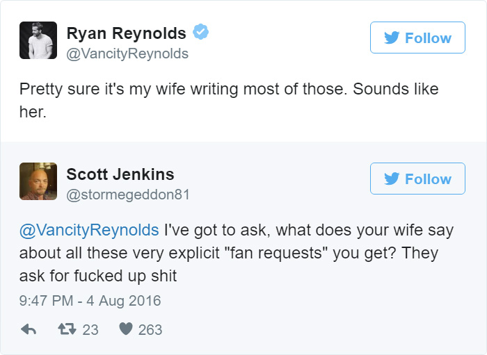 ryan reynolds funny tweets