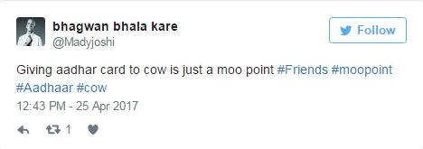 twitter reacts on adhaar for cattle