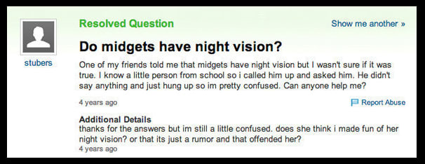 Hilarious Yahoo Questions